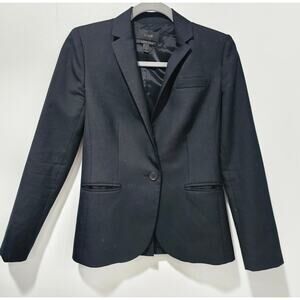 J.CREW Blazer, Super 120's. Black, Faux Pockets, Womens Sz 0